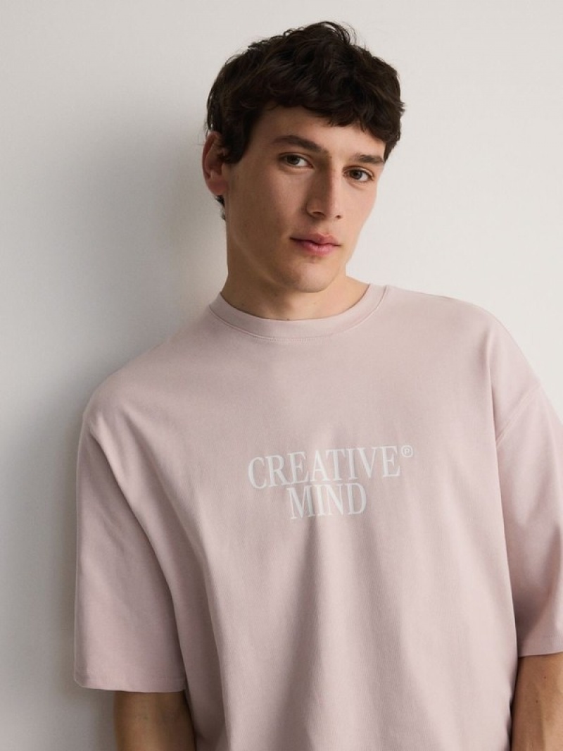 Reserved Oversized T-print T-shirts Heren Roze | OEUTD-7805