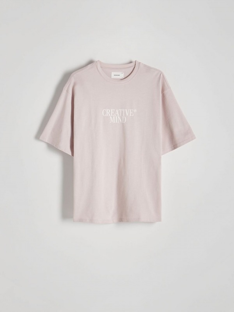 Reserved Oversized T-print T-shirts Heren Roze | OEUTD-7805