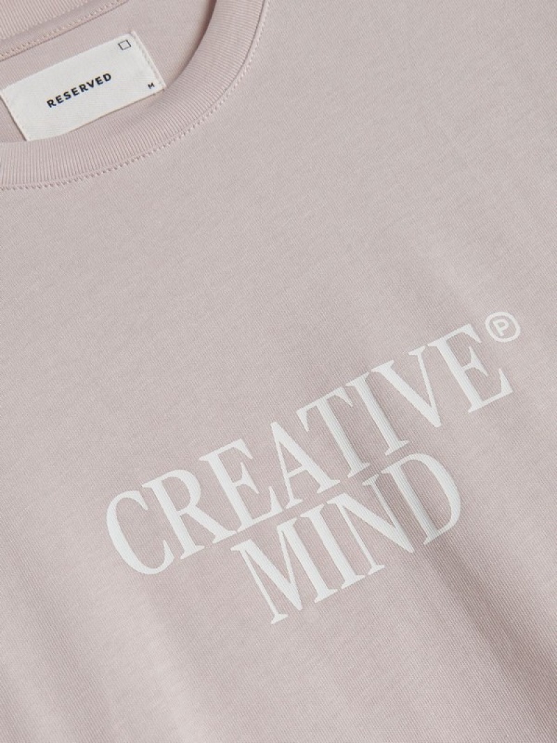 Reserved Oversized T-print T-shirts Heren Roze | OEUTD-7805