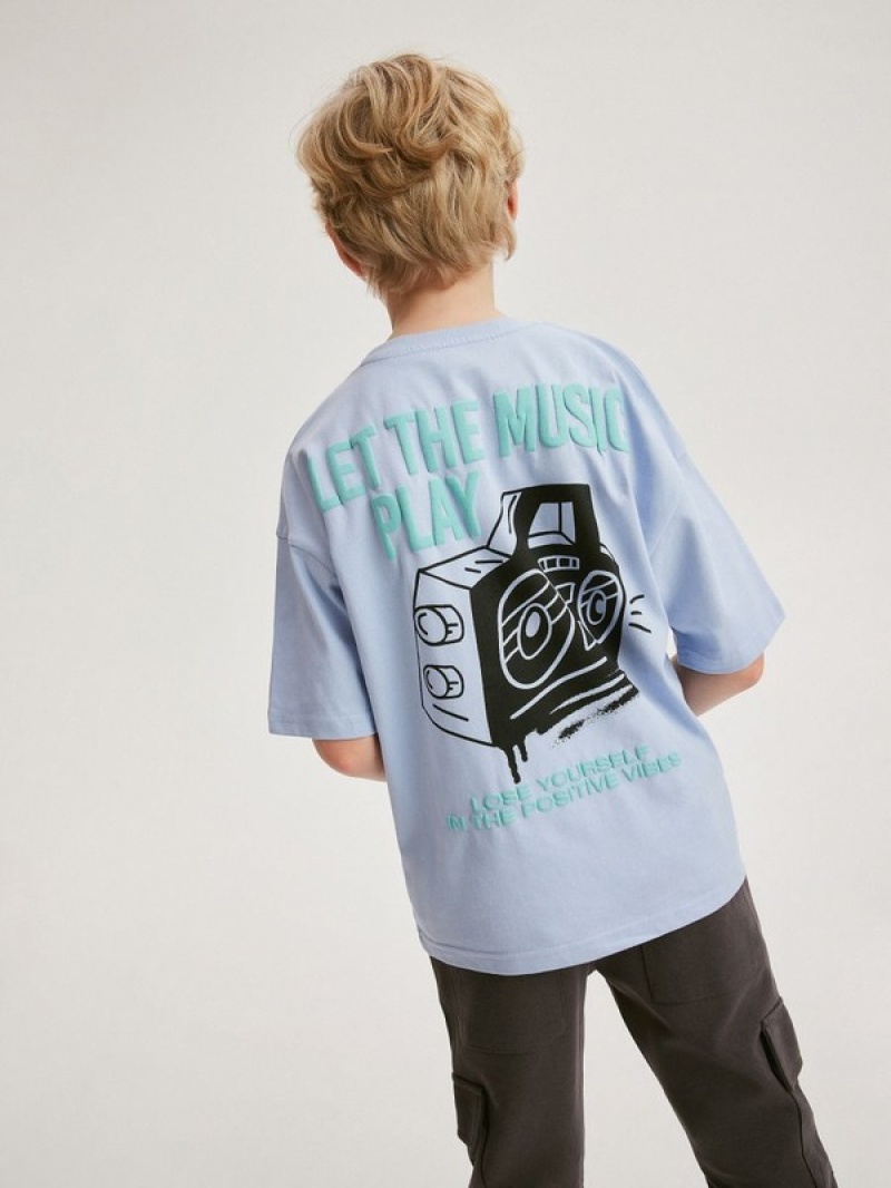 Reserved Oversized T-print T-shirts Jongens Blauw | GIKPN-6231