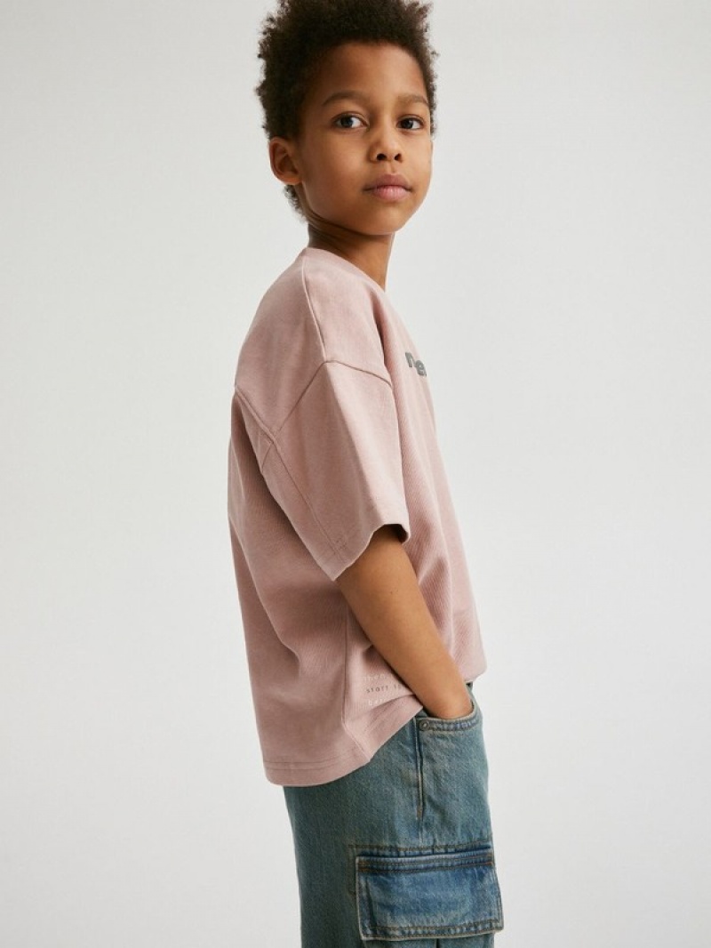 Reserved Oversized T-shirts Jongens Roze | HWJZQ-0895