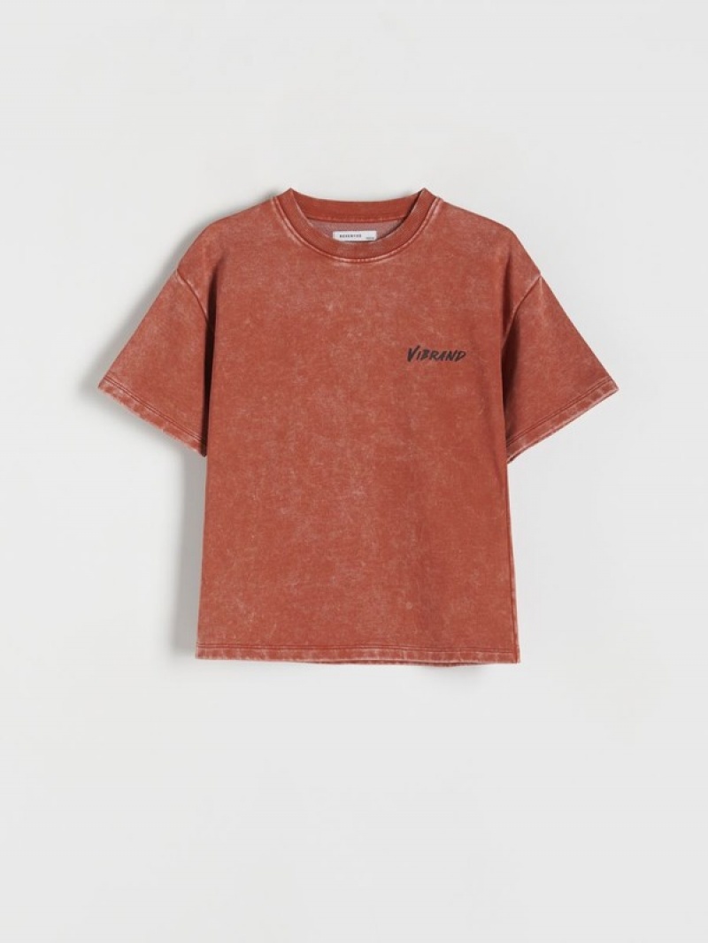 Reserved Oversized T-wash Effect T-shirts Jongens Bordeaux | QSATM-2653