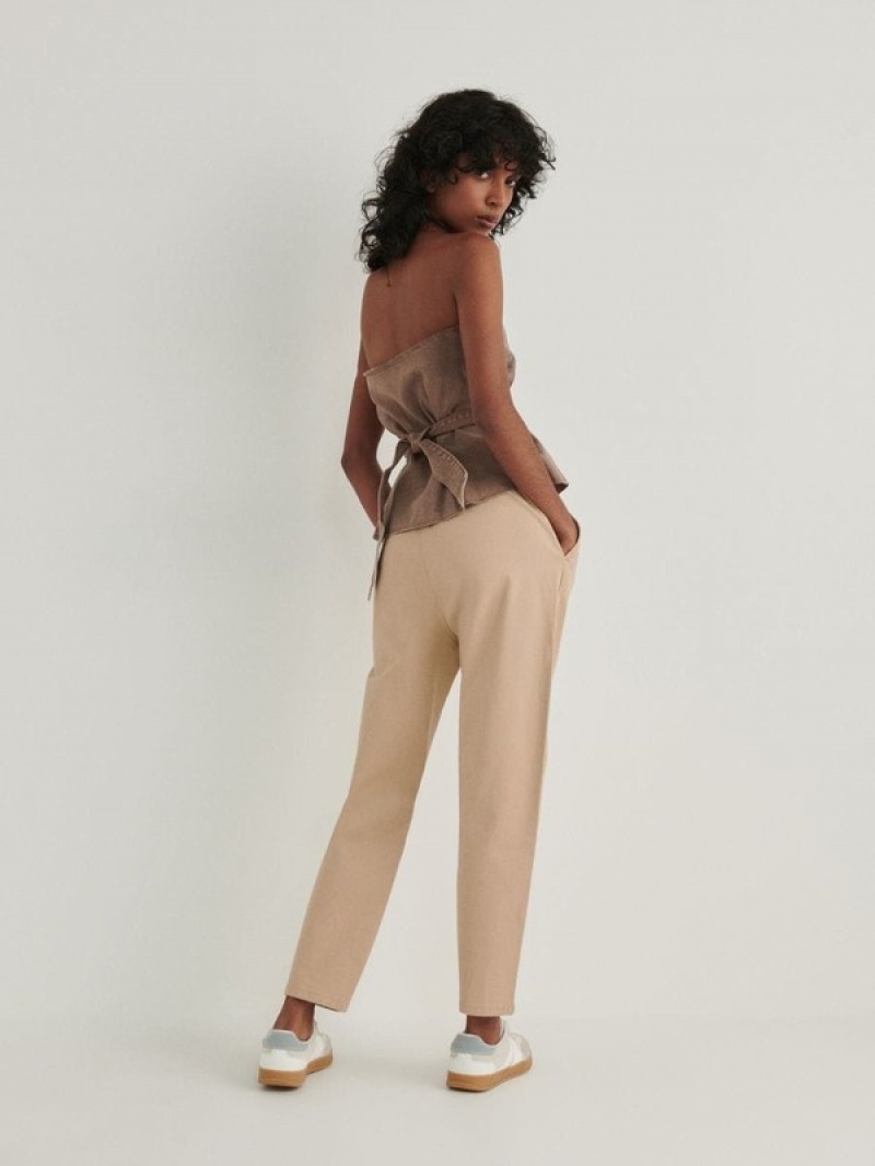 Reserved Paperbag Broek Dames Beige | WZVBP-7415