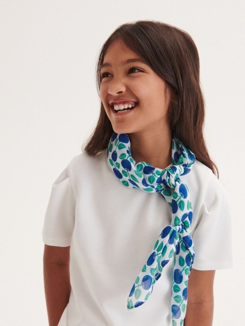 Reserved Patterned Neckerchief Sjaals Meisjes Wit | YMKOE-2801