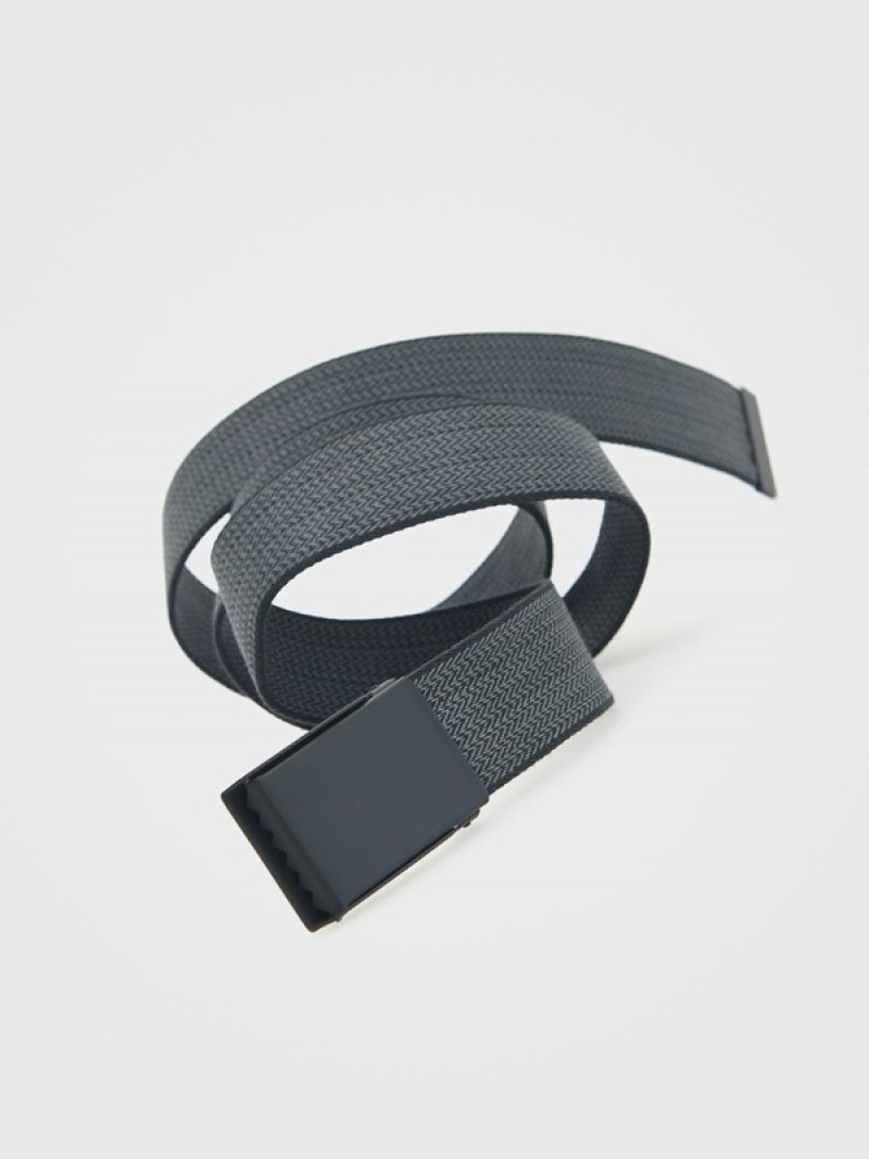 Reserved Patterned Webbing Riemen Heren Donkergrijs | QCJIH-5104