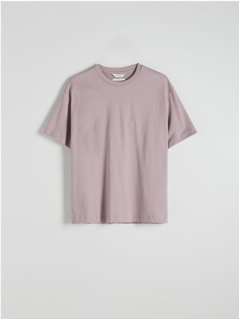 Reserved Plain Boxy T-shirts Heren Paars | IJBDZ-3769