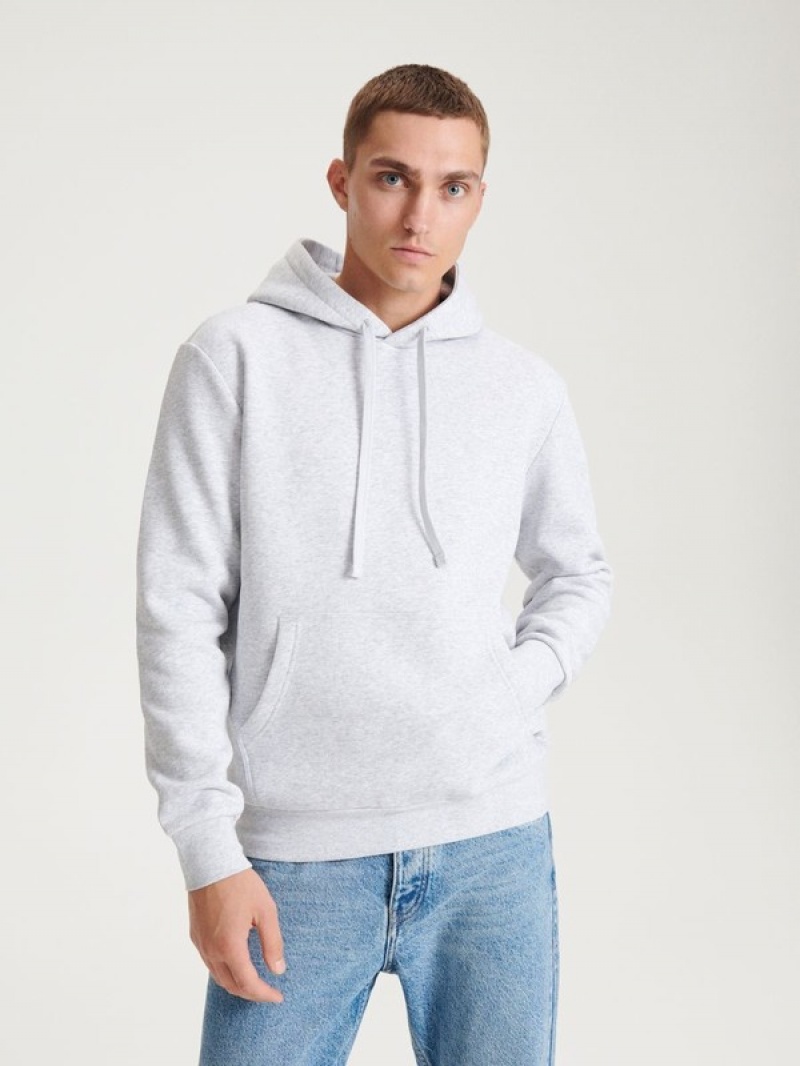 Reserved Plain Katoenen Rich Sweatshirts Heren Lichtgrijs | HSXUL-6570