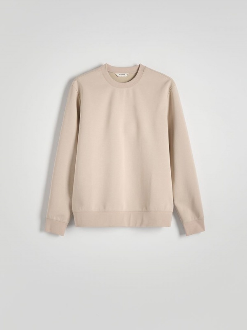 Reserved Plain Katoenen Rich Sweatshirts Heren Beige | LZSGM-9026