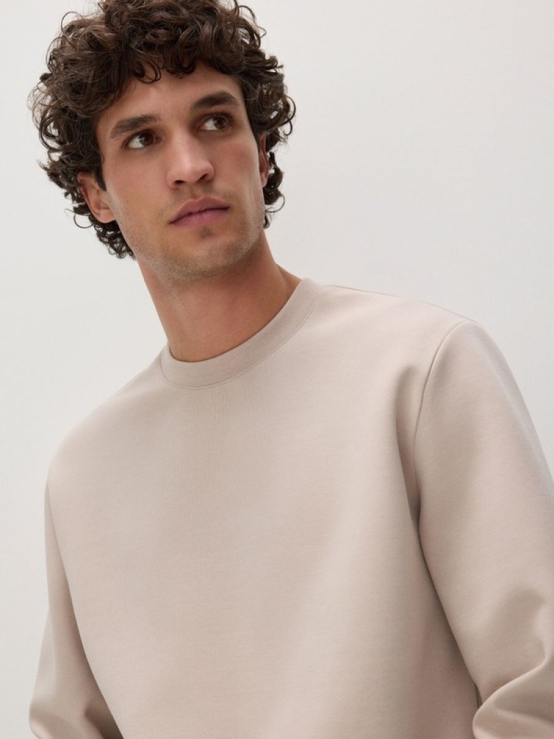 Reserved Plain Katoenen Rich Sweatshirts Heren Beige | QGRWN-4860