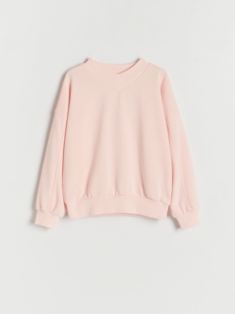 Reserved Plain Katoenen Rich Sweatshirts Meisjes Koraal | ORKWQ-2510