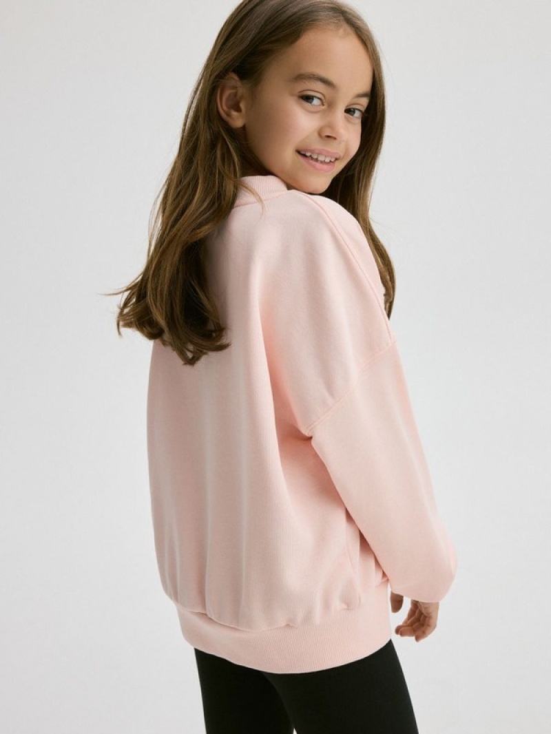 Reserved Plain Katoenen Rich Sweatshirts Meisjes Koraal | ORKWQ-2510