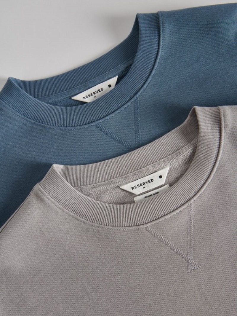 Reserved Plain Sweatshirts Heren Grijs Blauw | PQXKG-2196