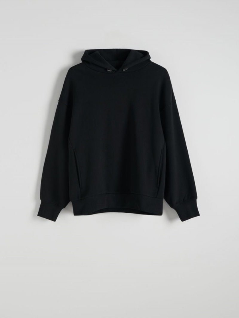 Reserved Plain Sweatshirts Heren Zwart | LSKUB-1734