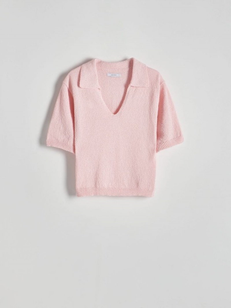 Reserved Polo Stijl Jersey Overhemd Dames Roze | SKDRL-6341