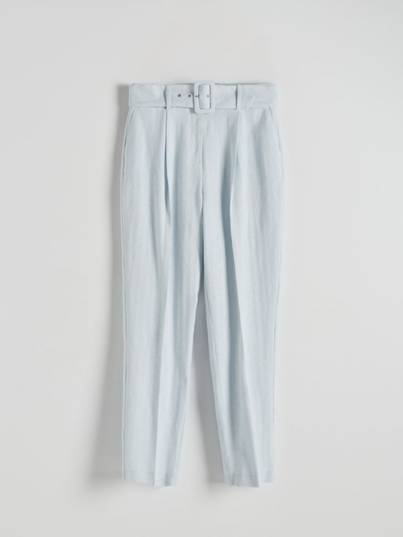 Reserved Pressed Crease Linen Blend Broek Dames Lichtblauw | WHYUA-0215