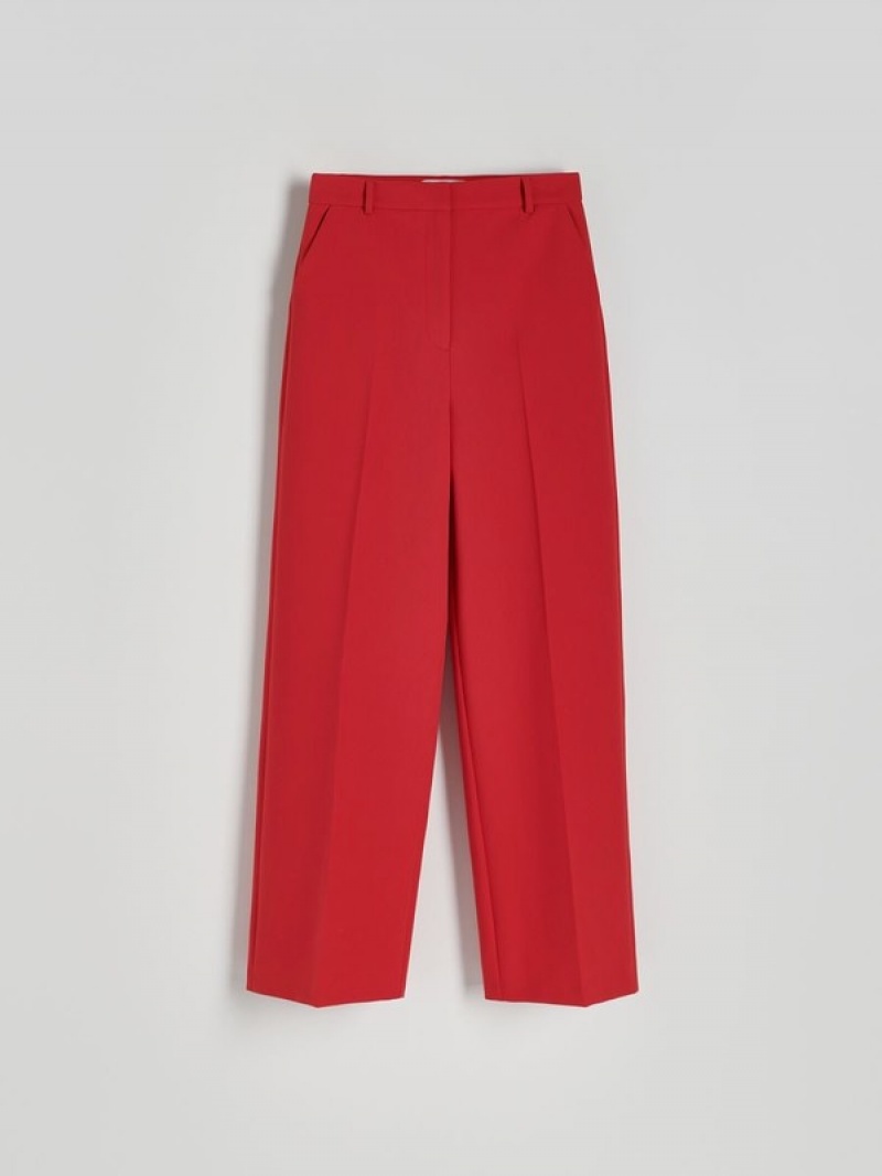 Reserved Pressed Crease Viscose Blend Broek Dames Rood | MYGUE-1540