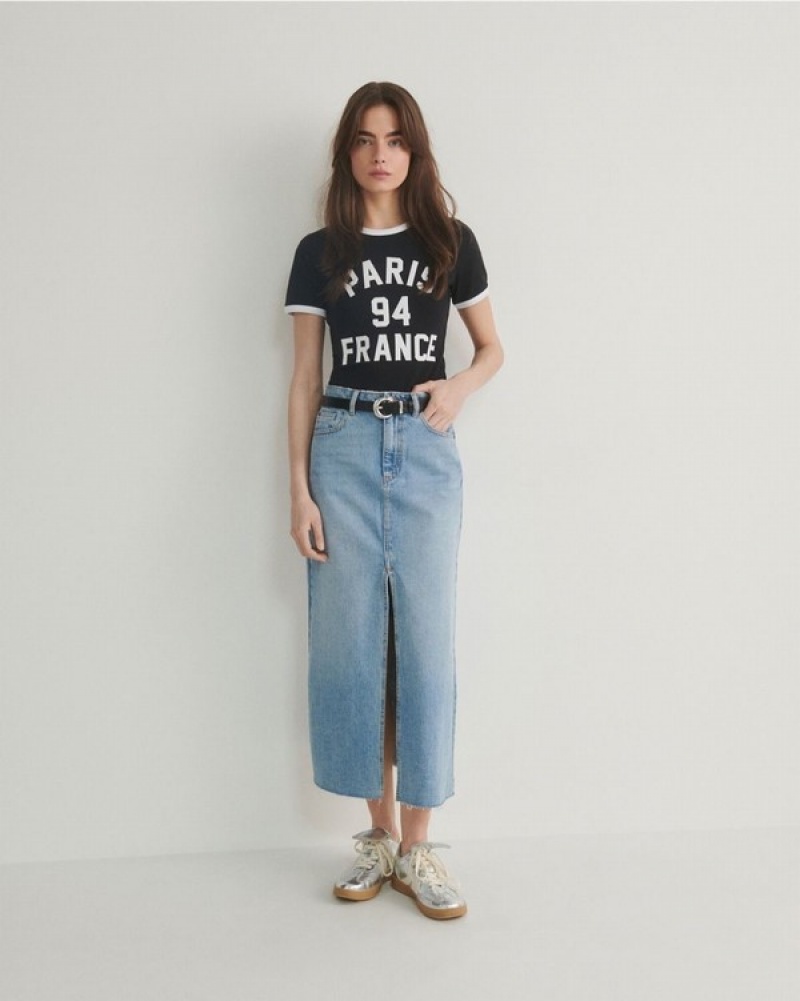 Reserved Printed T-shirts Dames Zwart | MQZDC-1465