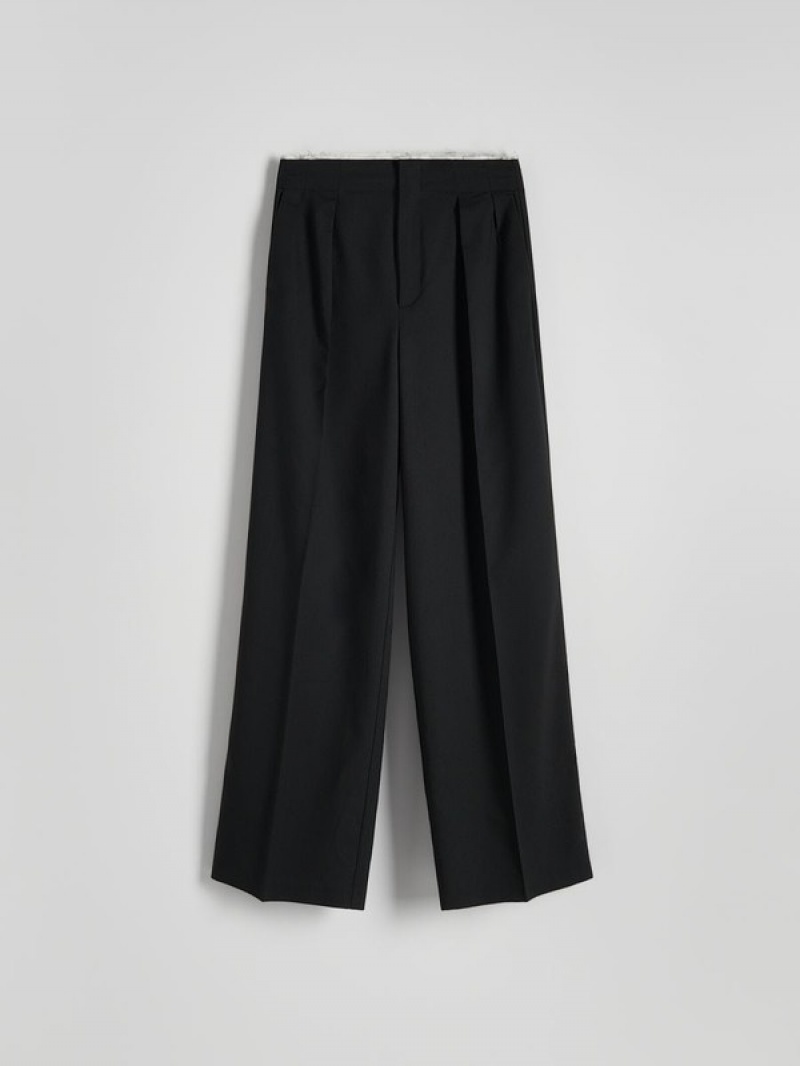 Reserved Raw Finish Broek Dames Zwart | UHGDX-6931