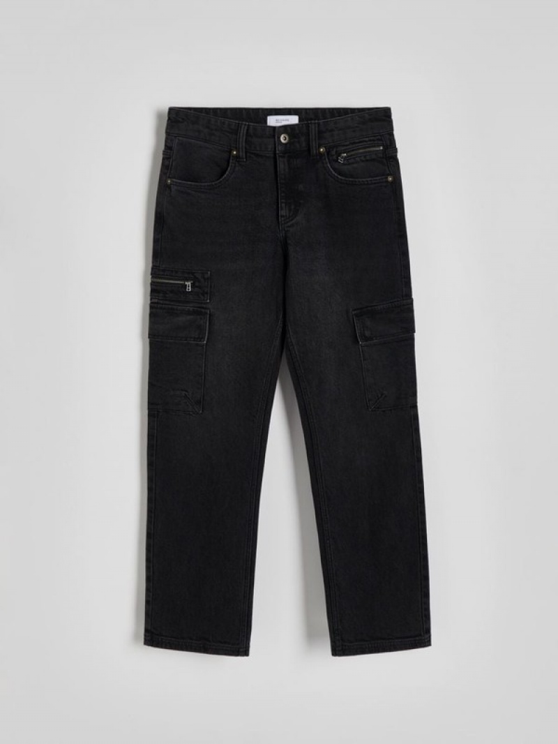 Reserved Regular Cargo Jeans Heren Zwart | PRYNM-0867