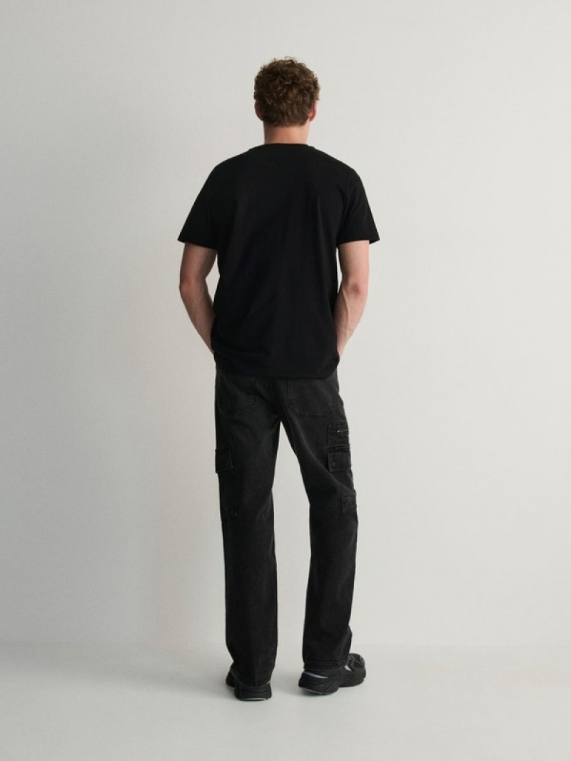 Reserved Regular Cargo Jeans Heren Zwart | CFYGR-5160