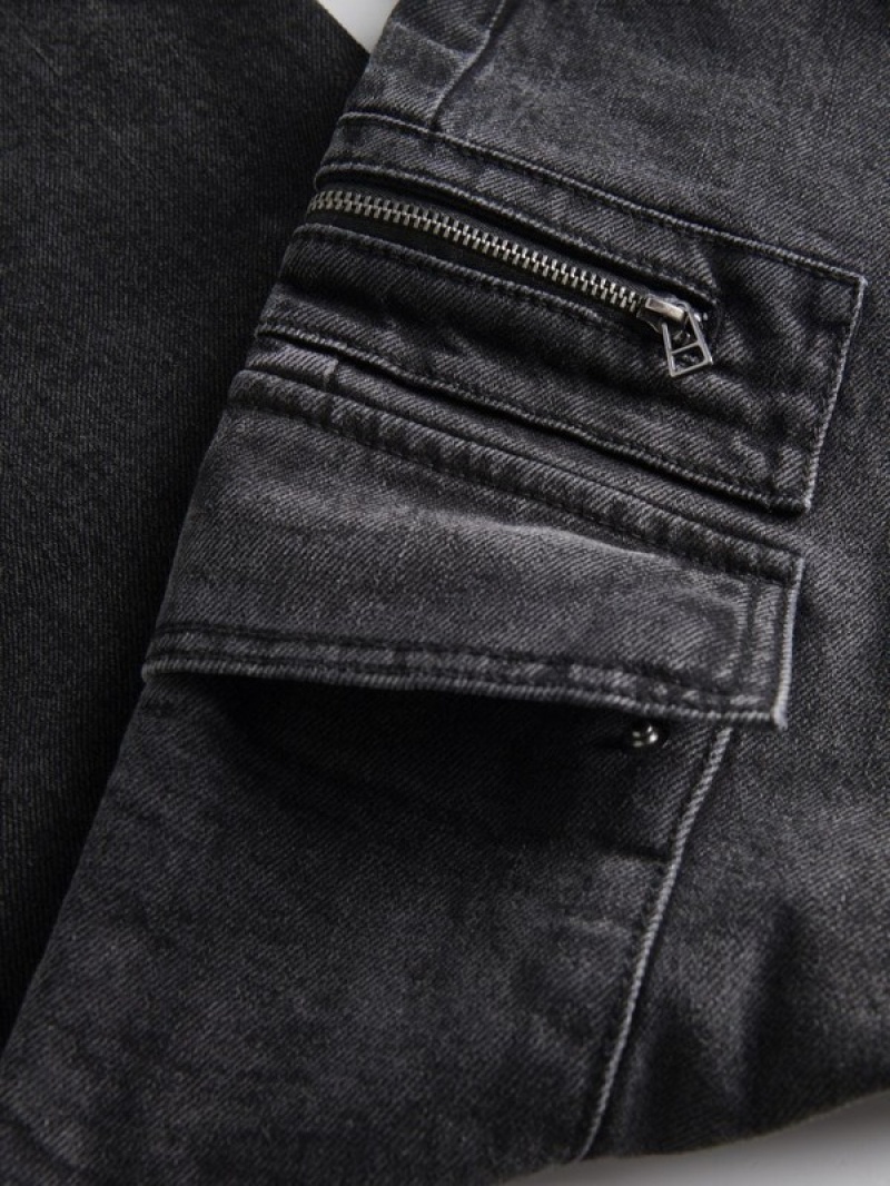 Reserved Regular Cargo Jeans Heren Zwart | CFYGR-5160