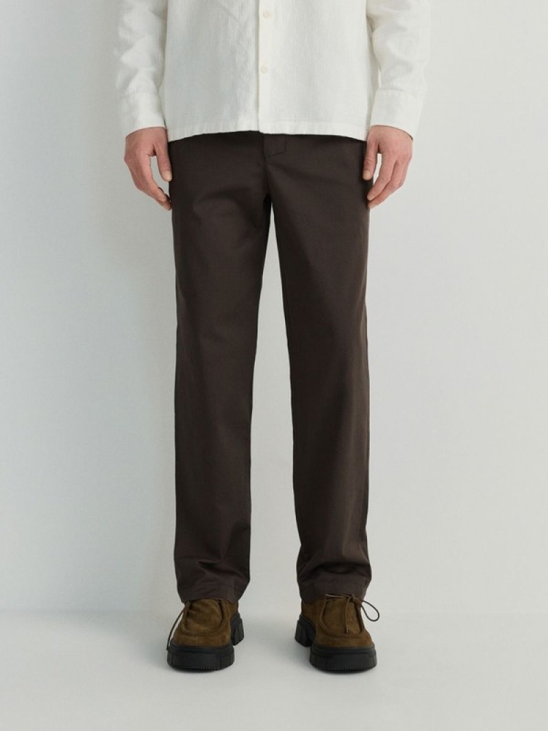 Reserved Regular Fit Chino Broek Heren Donkerbruin | ZSUJF-8263