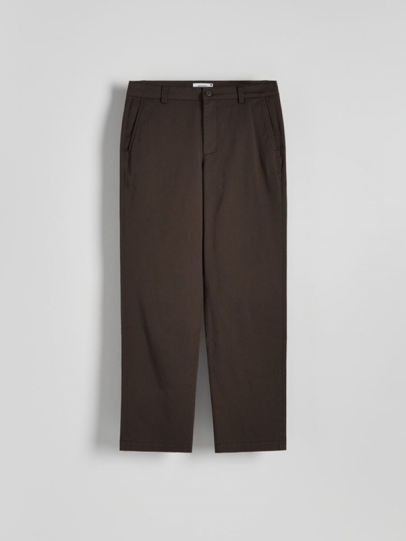 Reserved Regular Fit Chino Broek Heren Donkerbruin | ZSUJF-8263