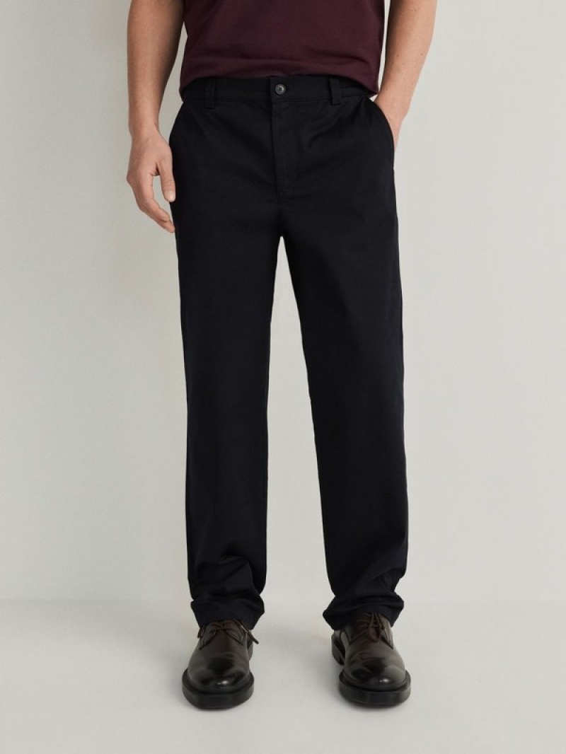 Reserved Regular Fit Chino Broek Heren Zwart | NXIZY-1528