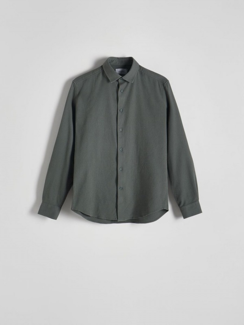 Reserved Regular Fit Plain Overhemd Heren Groen | LGZSD-0639