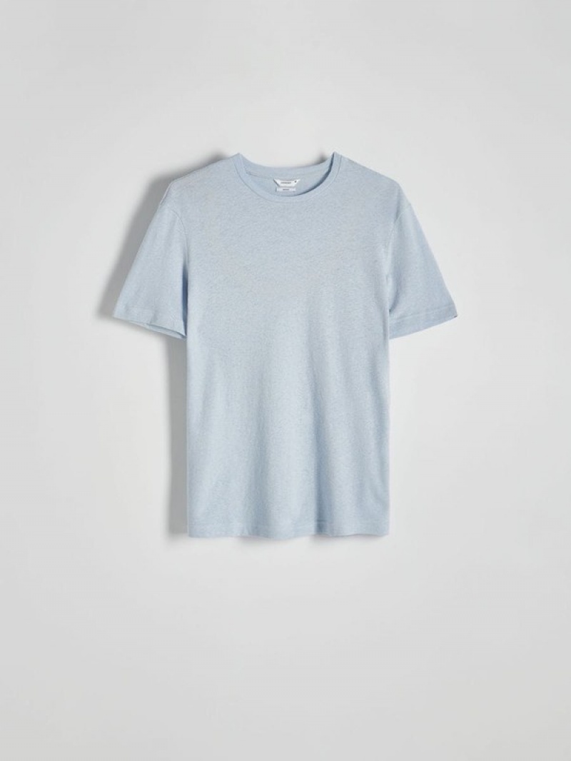 Reserved Regular Fit T-linen Blend T-shirts Heren Lichtblauw | MWSGP-7198