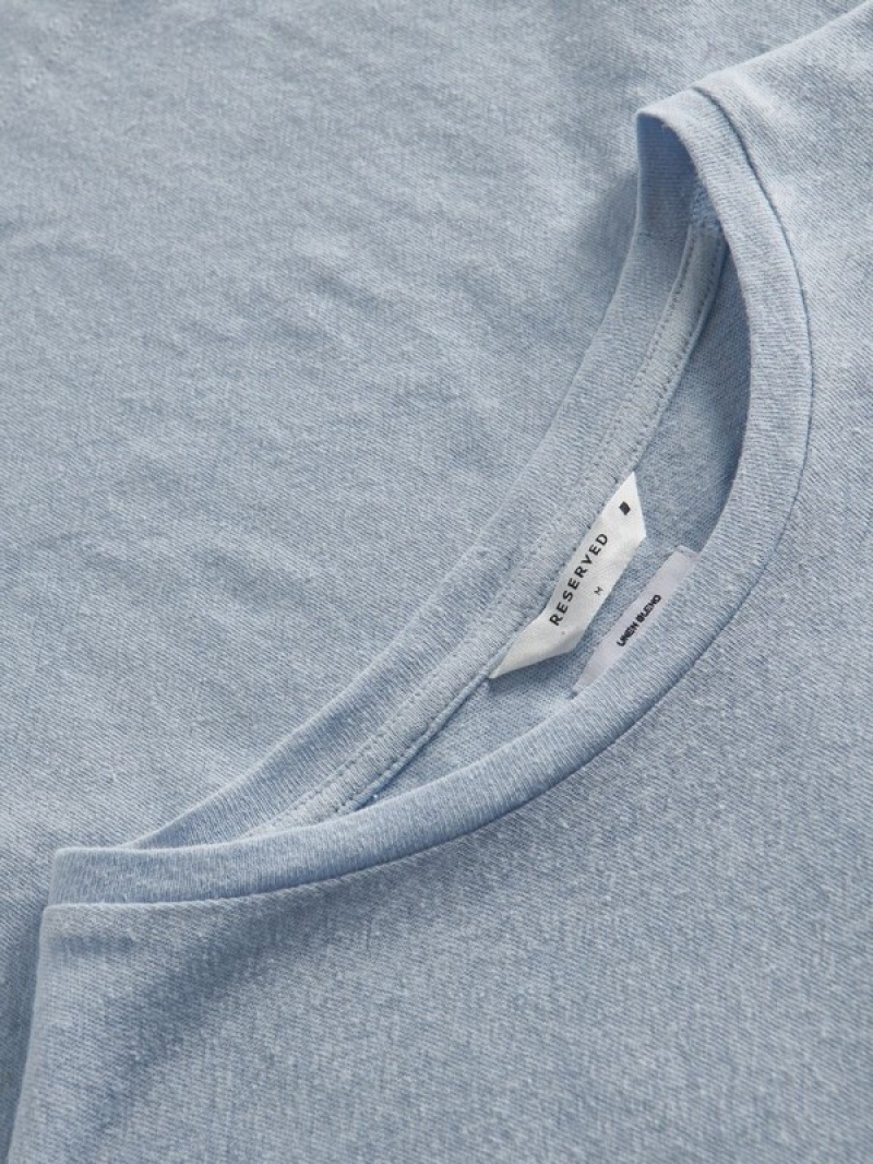 Reserved Regular Fit T-linen Blend T-shirts Heren Lichtblauw | MWSGP-7198