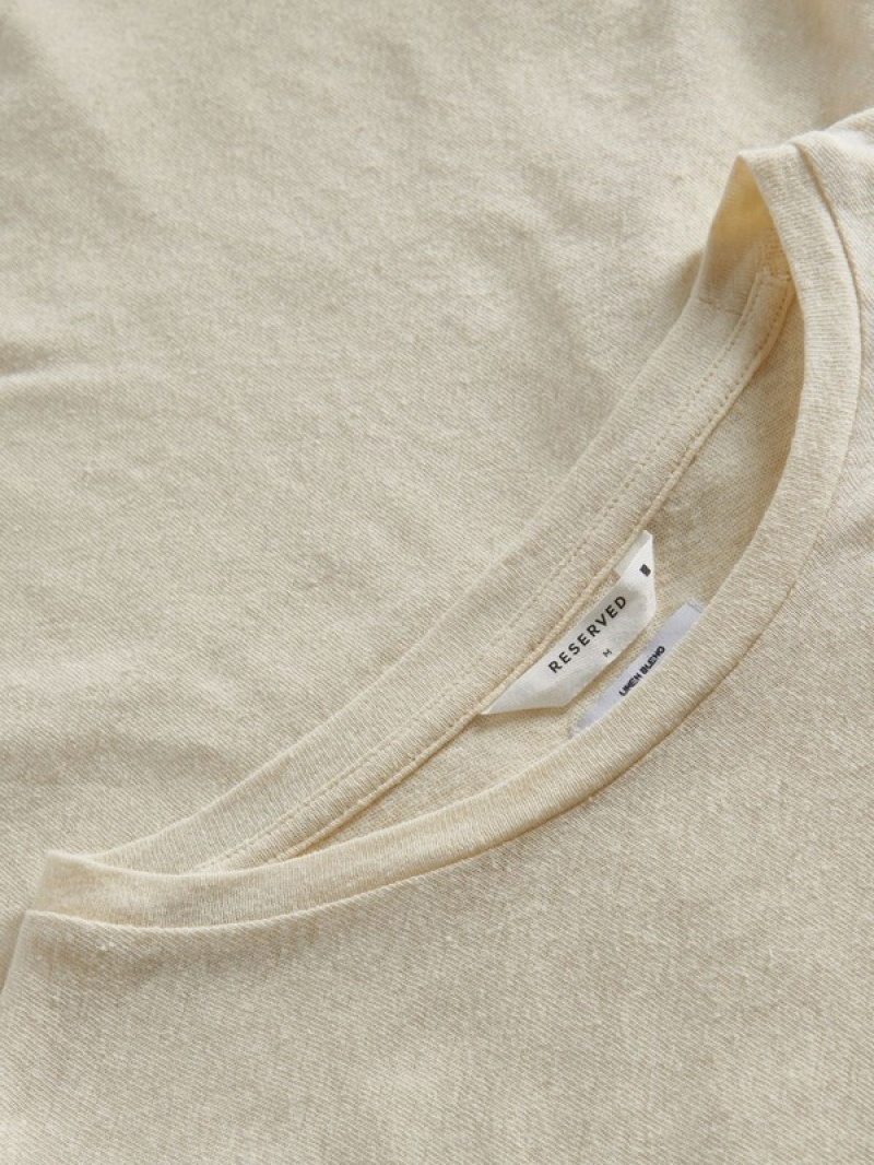 Reserved Regular Fit T-linen Blend T-shirts Heren Beige | QIGTN-6183