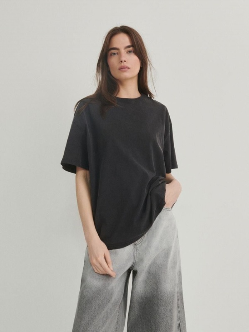 Reserved Regular Fit T-shirts Dames Zwart | HEIQN-7921