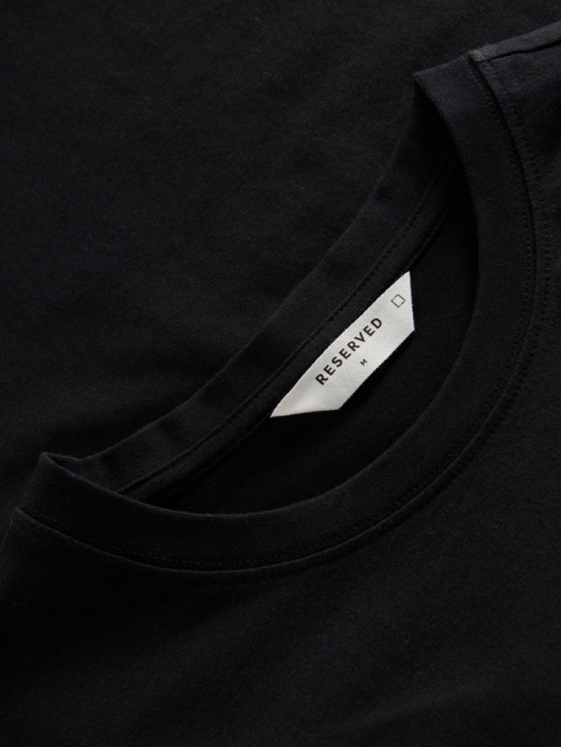 Reserved Regular Fit T-shirts Heren Zwart | ULHZM-3719