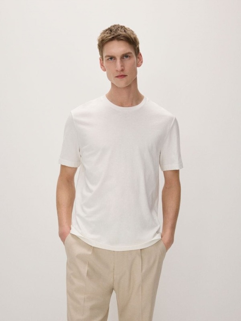 Reserved Regular Fit T-silk Blend T-shirts Heren Wit | WSJXP-7145