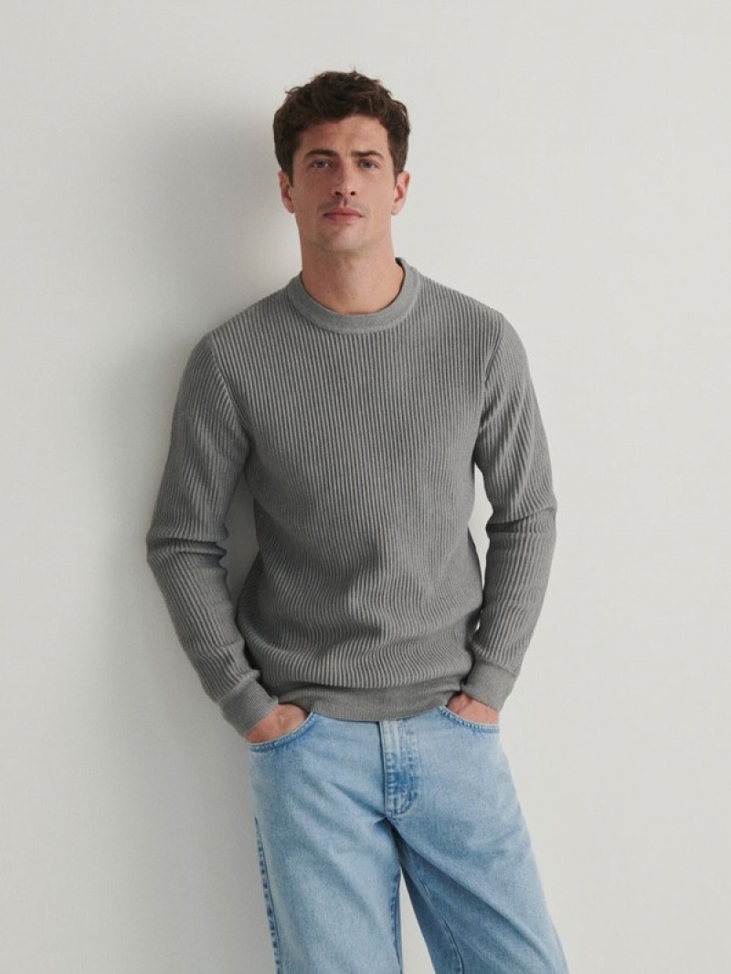 Reserved Rib Knit Truien Heren Grijs | AOFKR-6139