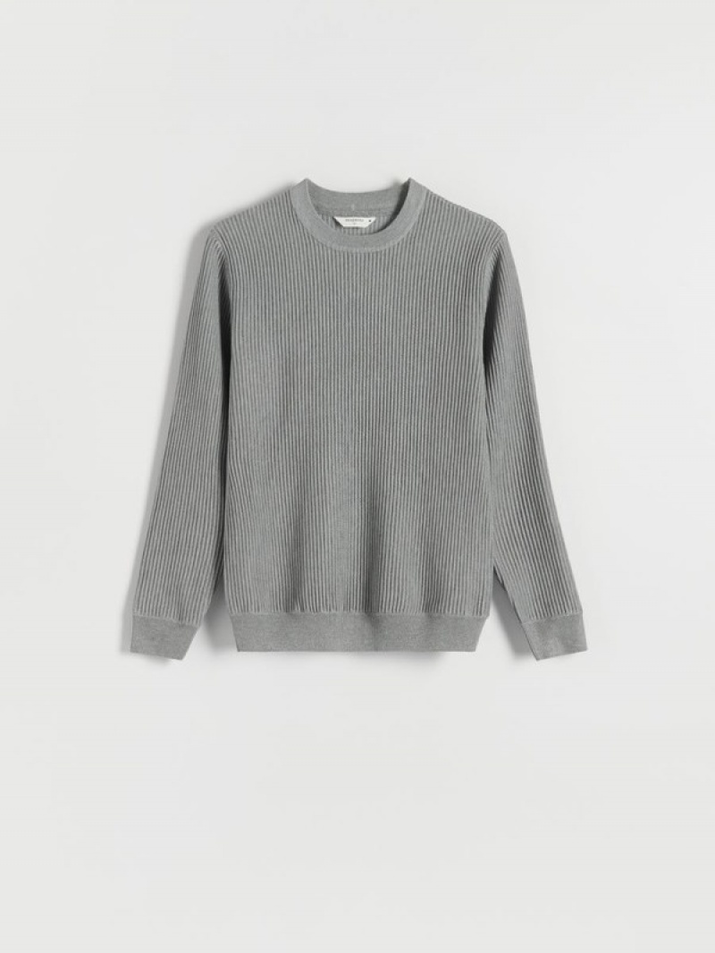 Reserved Rib Knit Truien Heren Grijs | AOFKR-6139