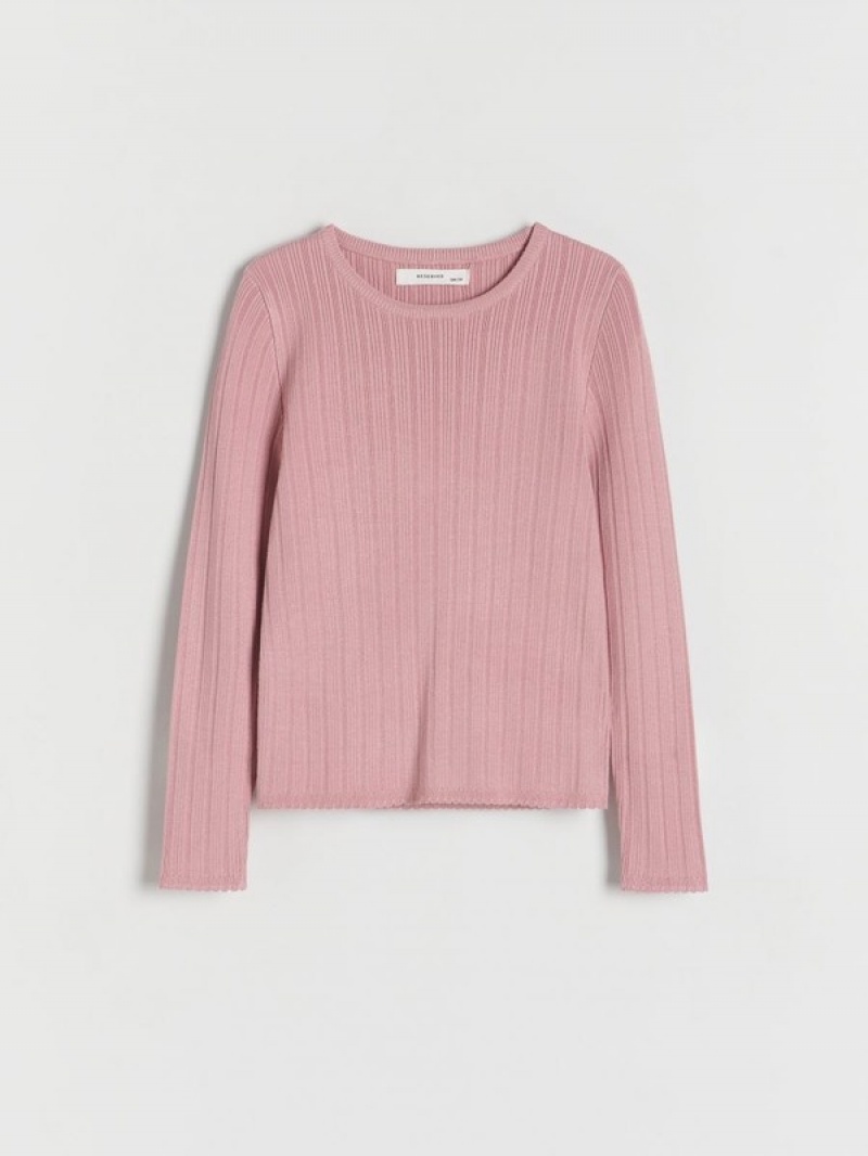 Reserved Rib Knit Truien Meisjes Roze | HCERI-1473