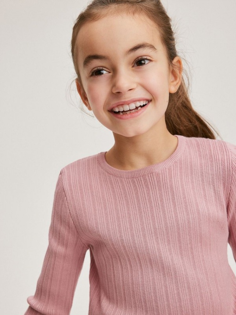 Reserved Rib Knit Truien Meisjes Roze | HCERI-1473