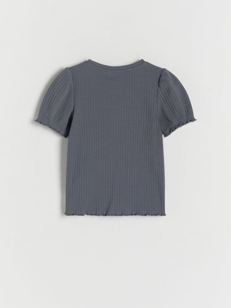 Reserved Rib Knit T-shirts Meisjes Donkergrijs | STXRA-4921