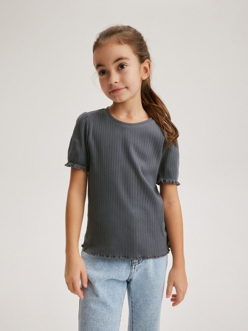 Reserved Rib Knit T-shirts Meisjes Donkergrijs | STXRA-4921