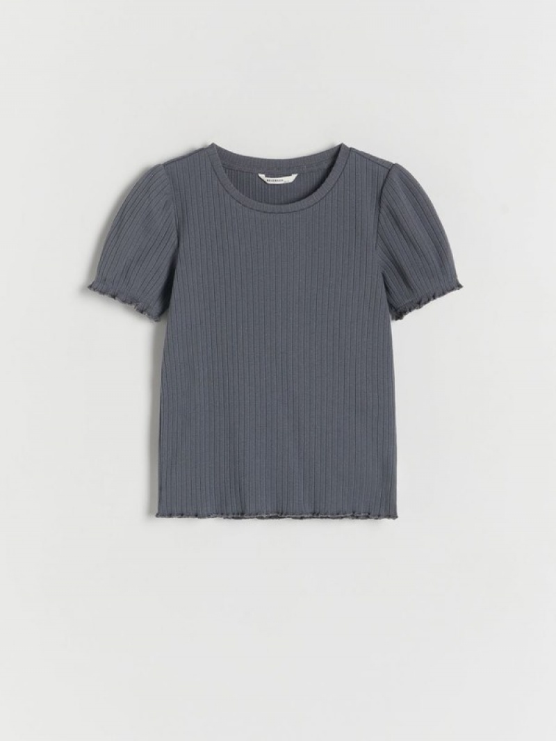 Reserved Rib Knit T-shirts Meisjes Donkergrijs | STXRA-4921