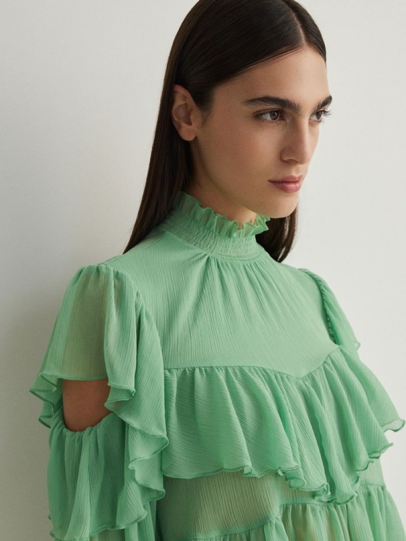 Reserved Ruffle Overhemd Dames Groen | GKZYC-4180