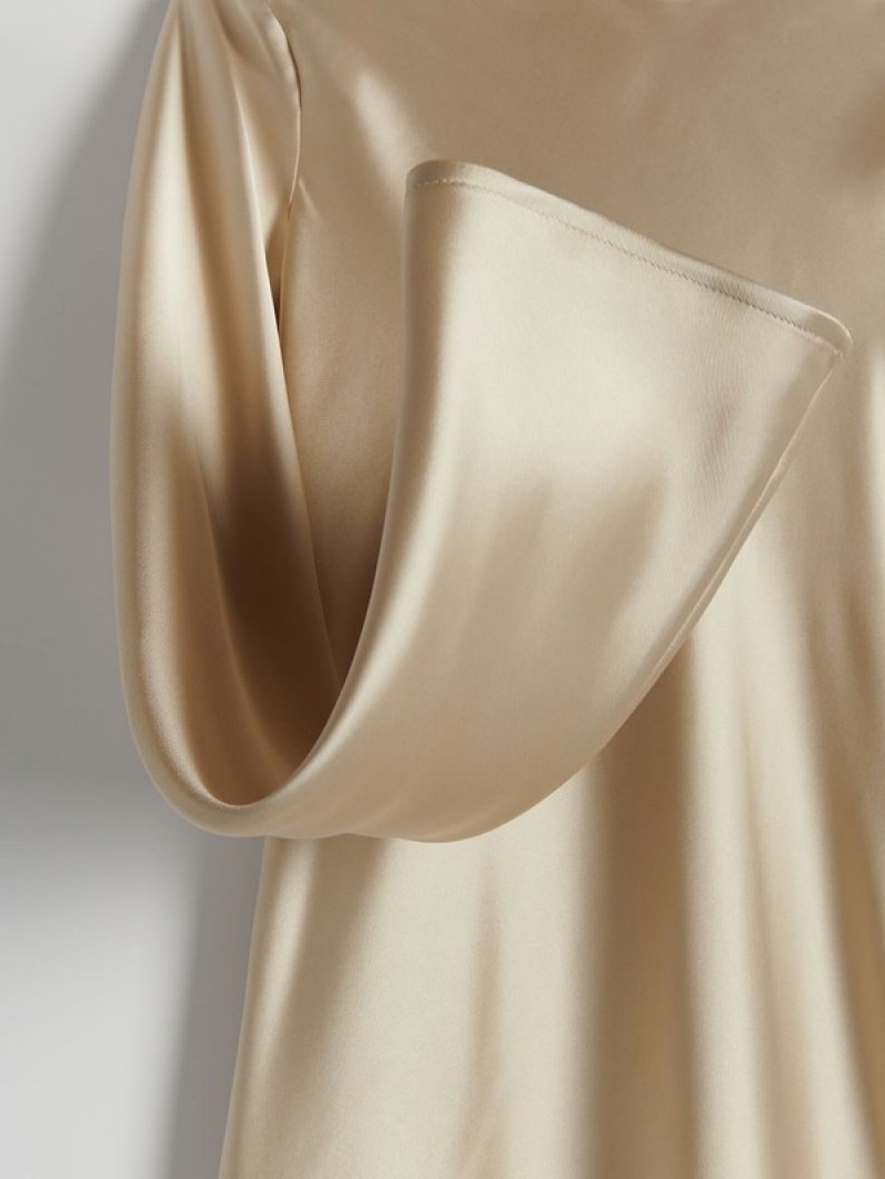 Reserved Satin Jurk Dames Beige | XOARN-6978