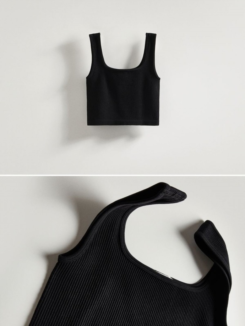 Reserved Seamless Jersey Top T-shirts Dames Zwart | JQWEB-4038