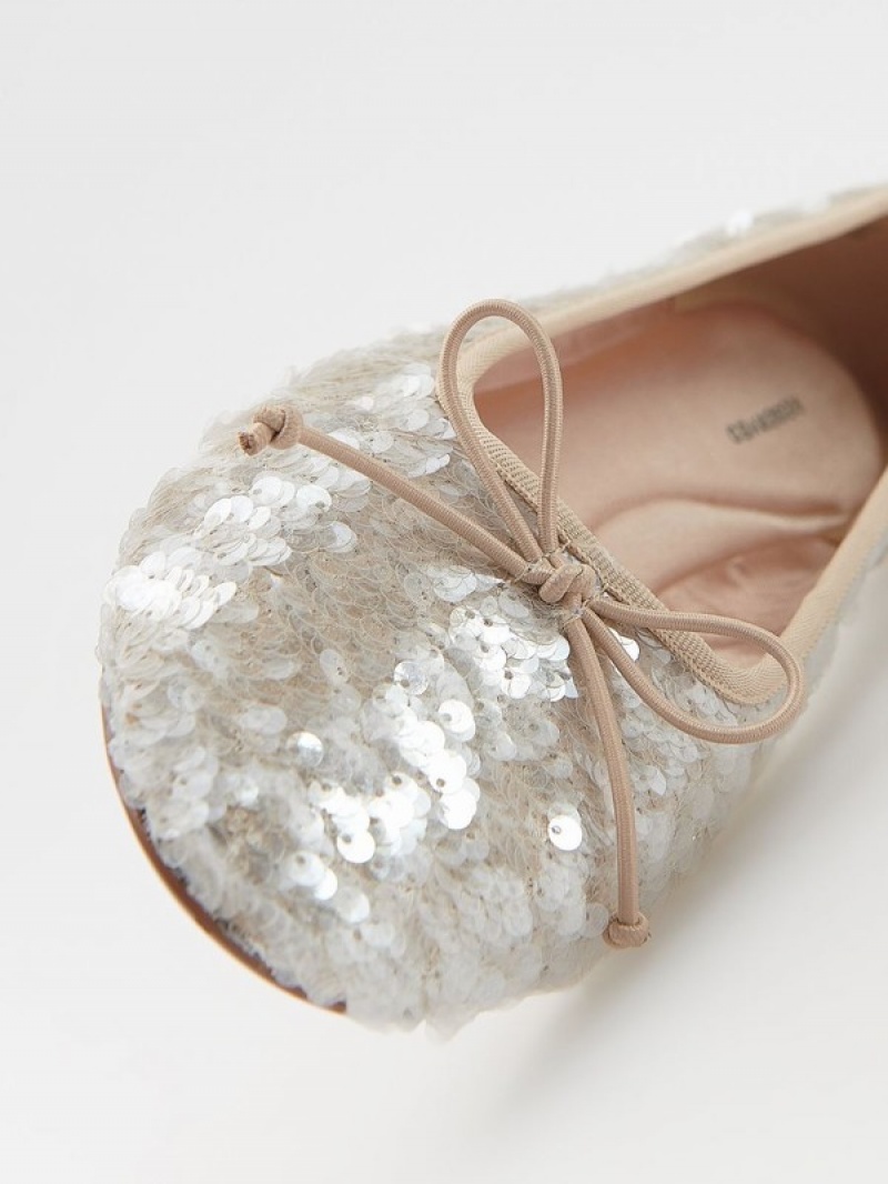 Reserved Sequin Ballerinas Loafers Dames Beige | LTUDY-3285