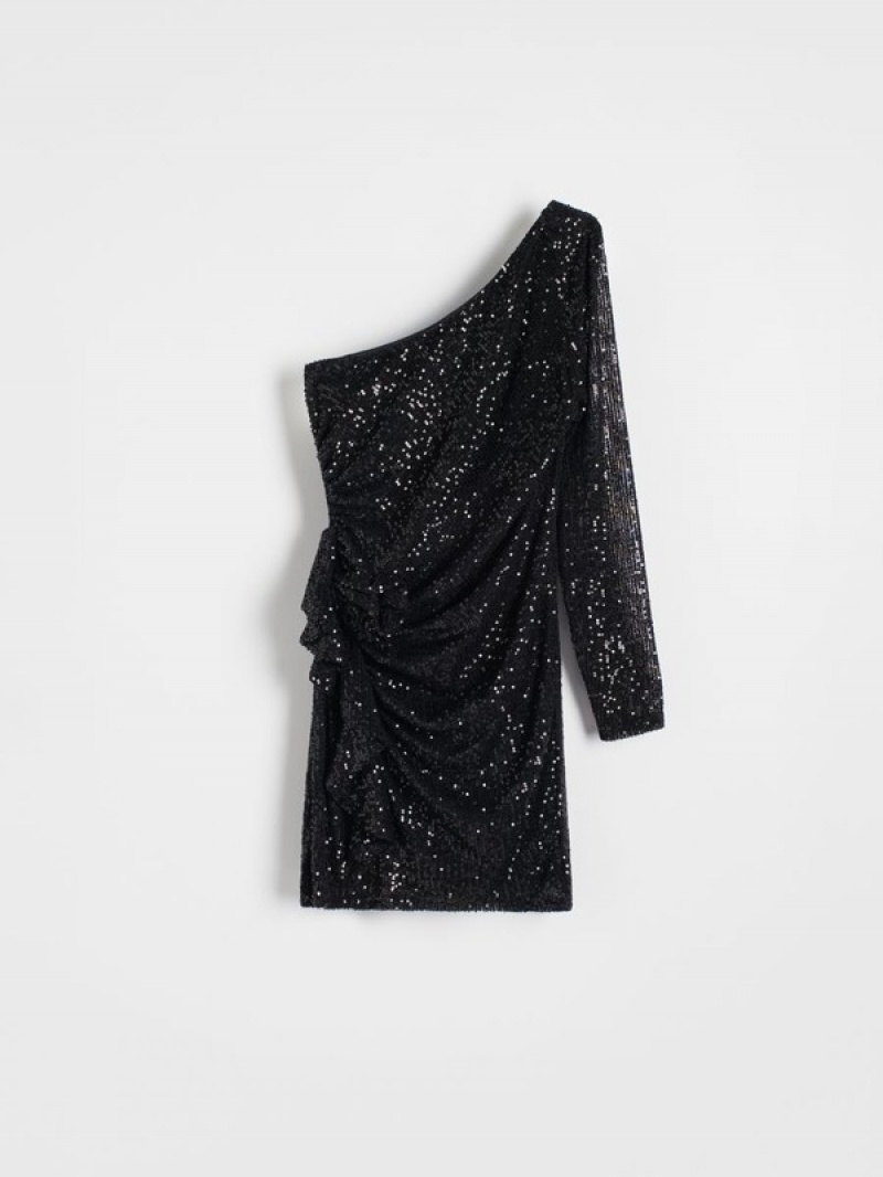 Reserved Sequin Jurk Dames Zwart | STOZH-7250