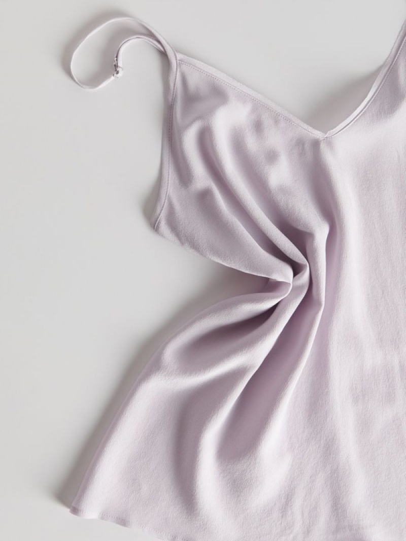 Reserved Silk Top Overhemd Dames Lavendel | LEYMV-4213