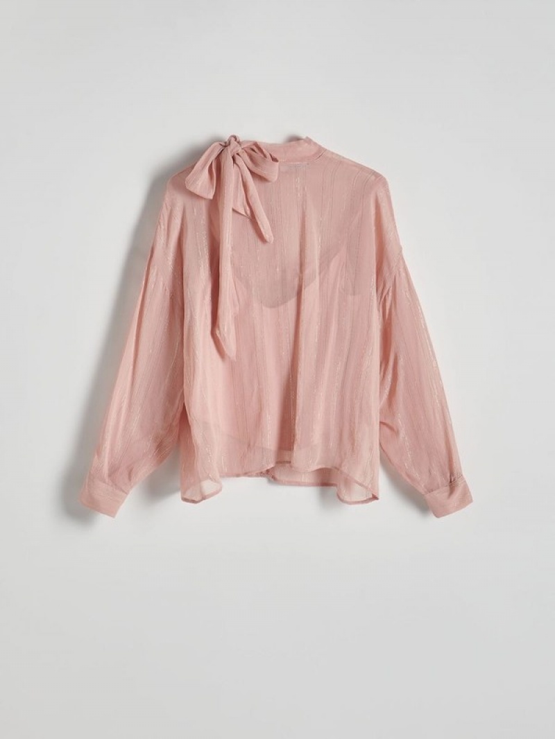 Reserved Silk Top Overhemd Dames Roze | JKNAZ-3794