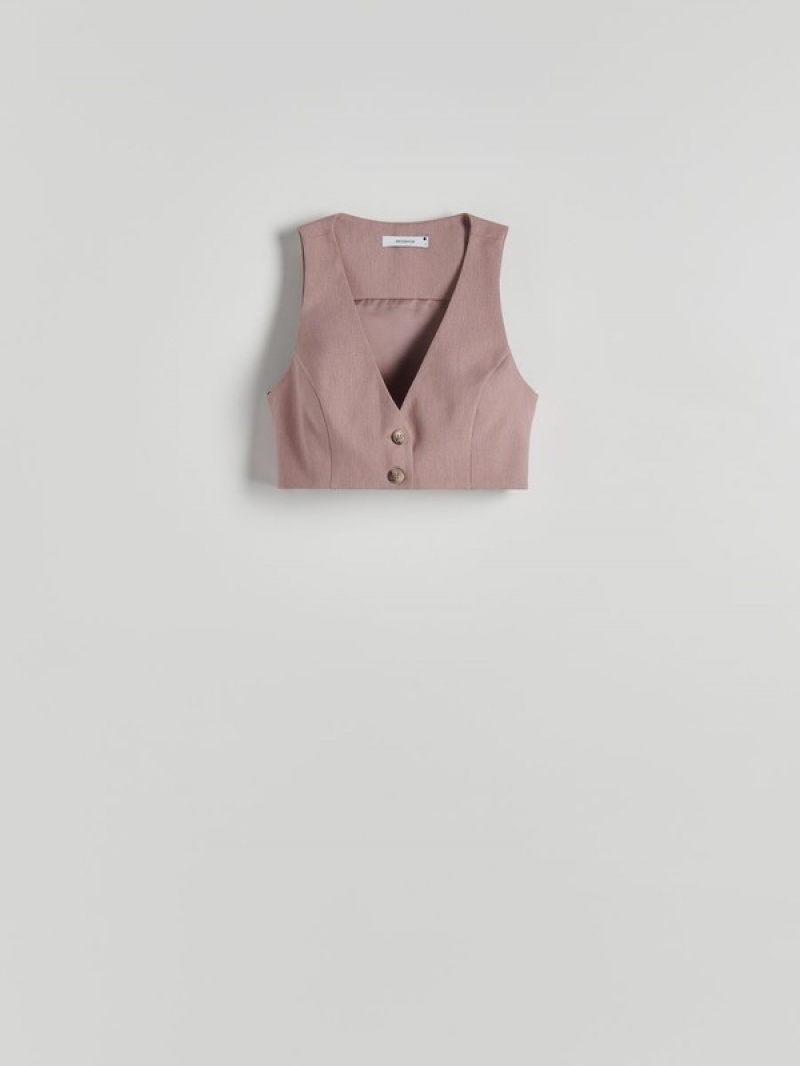 Reserved Simple Vest Dames Roze | ZXLYM-8091